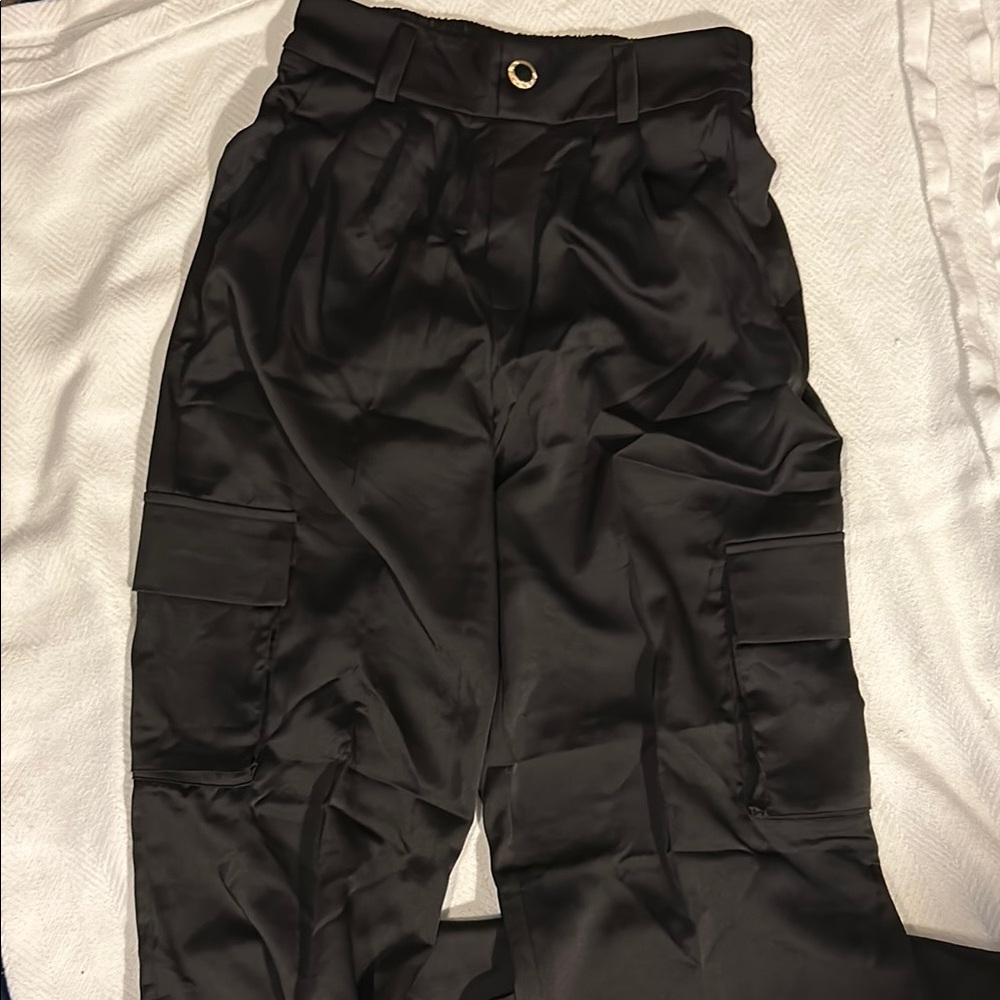 Elegant Black Satin Trousers